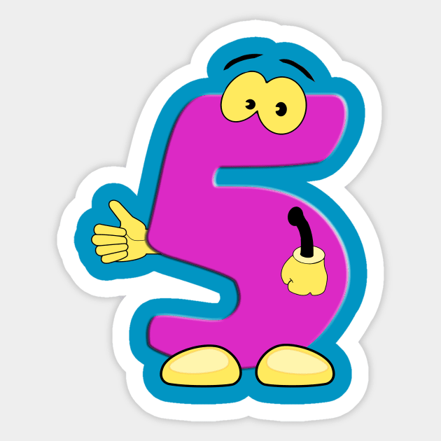 Number 5 Smiley Monogram Face Emoji Shirt for Men Women Kids Sticker by PatrioTEEism